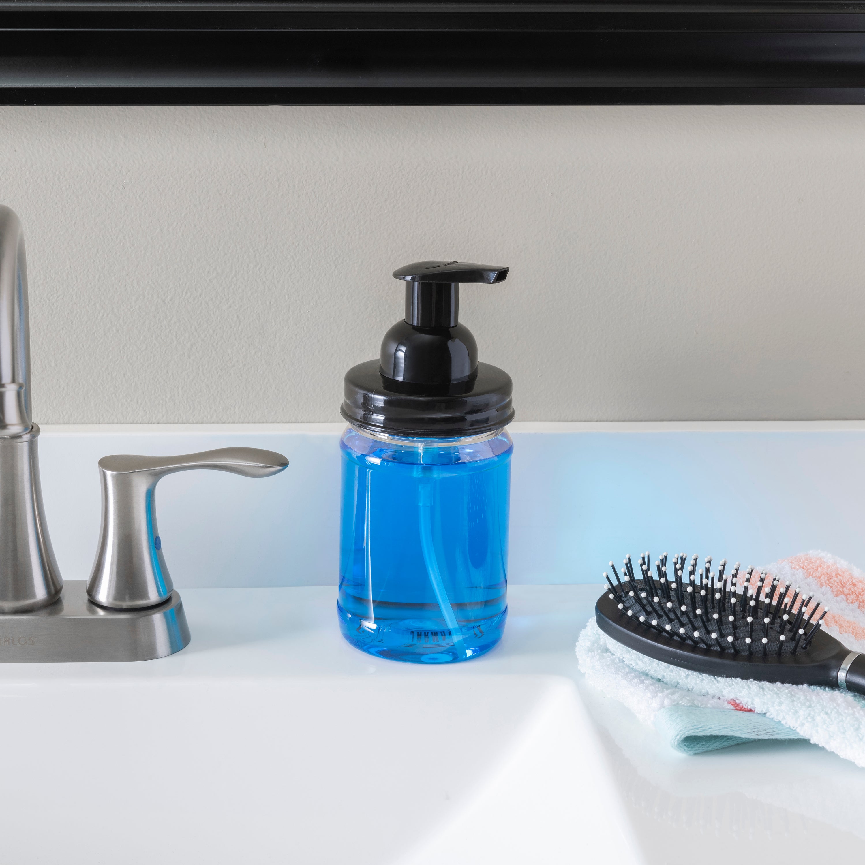 Plastic Mason Jar Foaming Soap Dispenser – Black - 16 oz