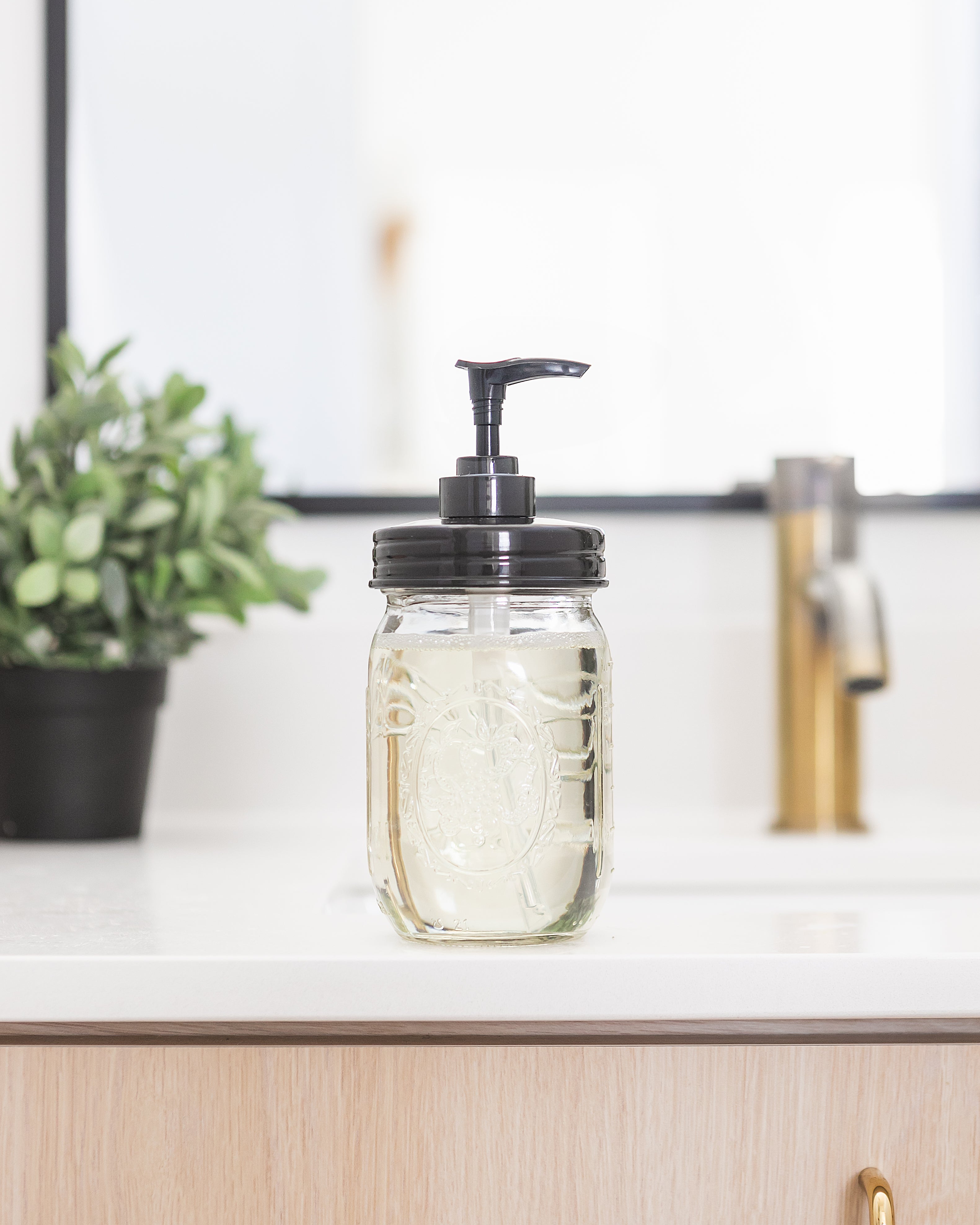 Mason Jar Soap Dispenser Pints - Plastic - Black - 16 oz - 2 Pack