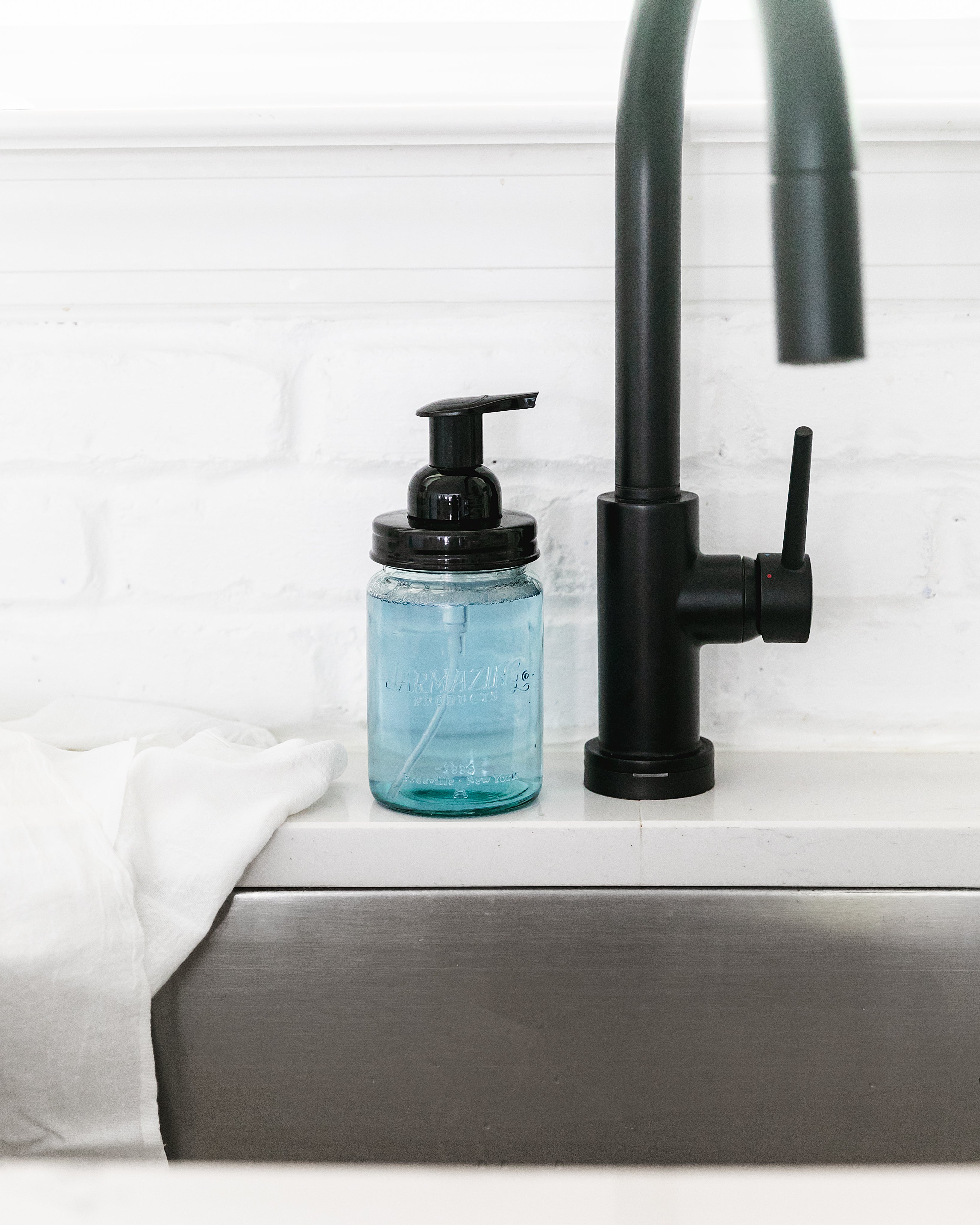 Vintage Blue Recycled Glass Mason Jar Foaming Dispenser – Two-Pack