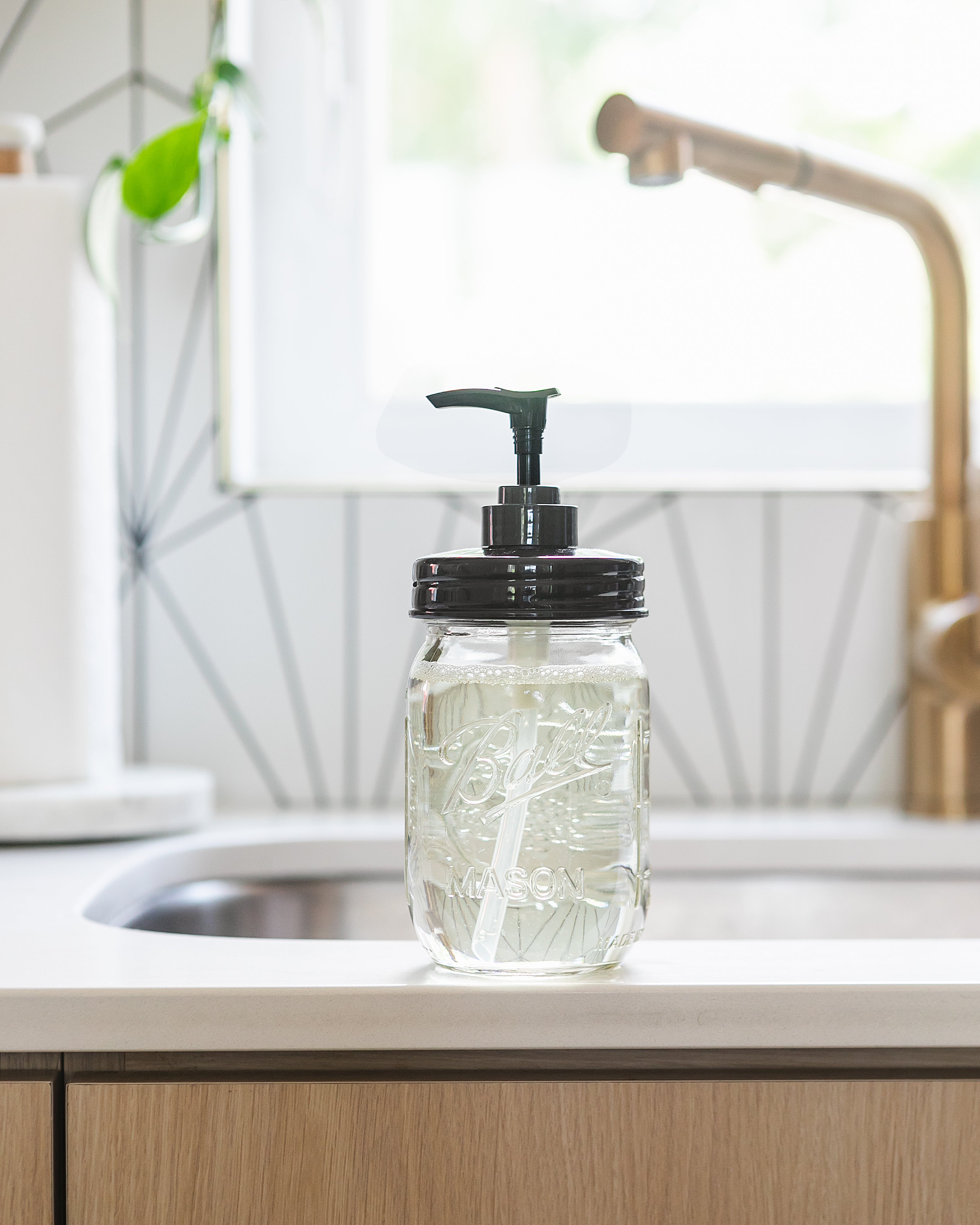 Mason Jar Soap Dispenser Pints - Plastic - Black - 16 oz - 2 Pack