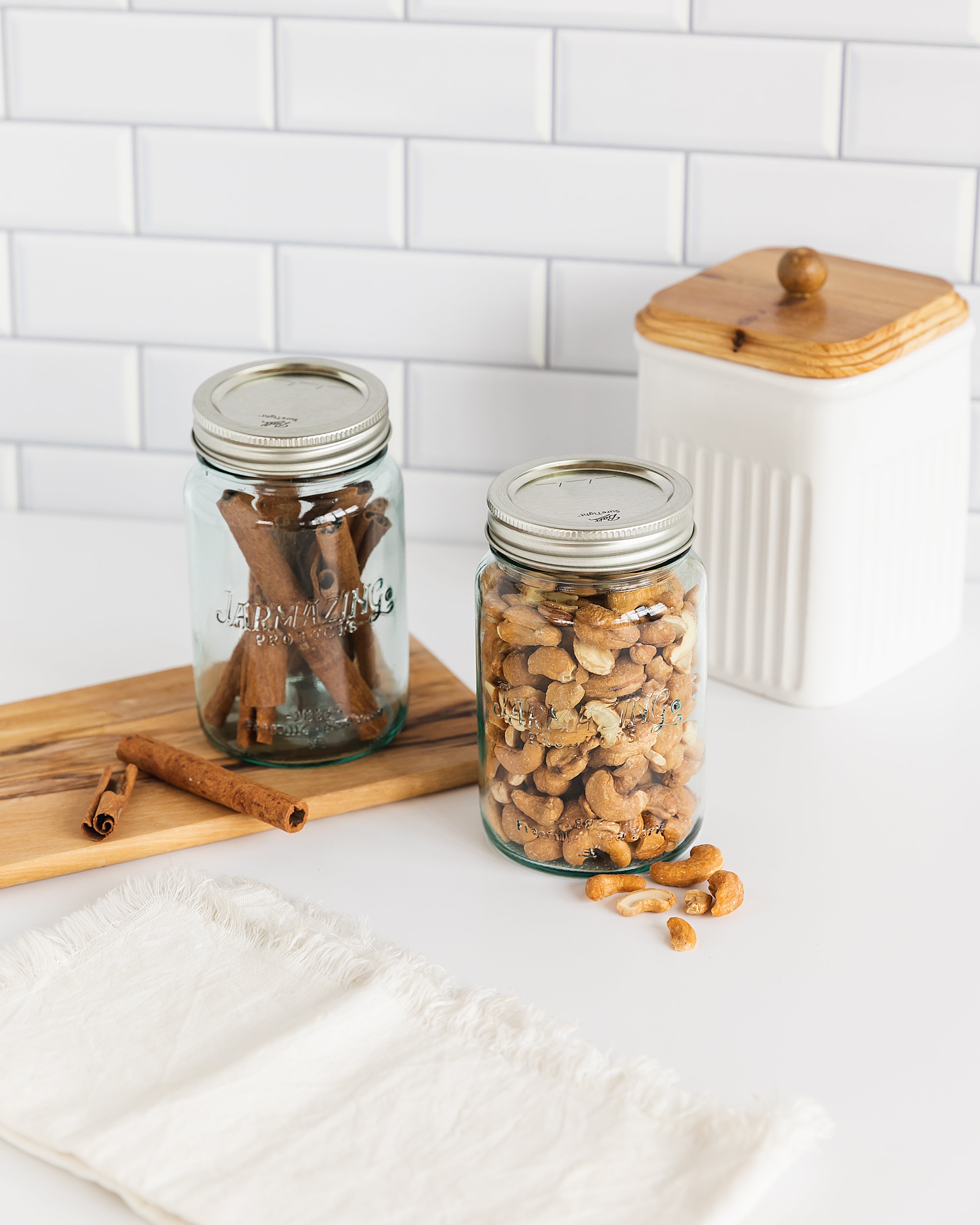 Vintage Blue Recycled Glass Mason Jars - 16 oz - Regular Mouth - Six-Pack