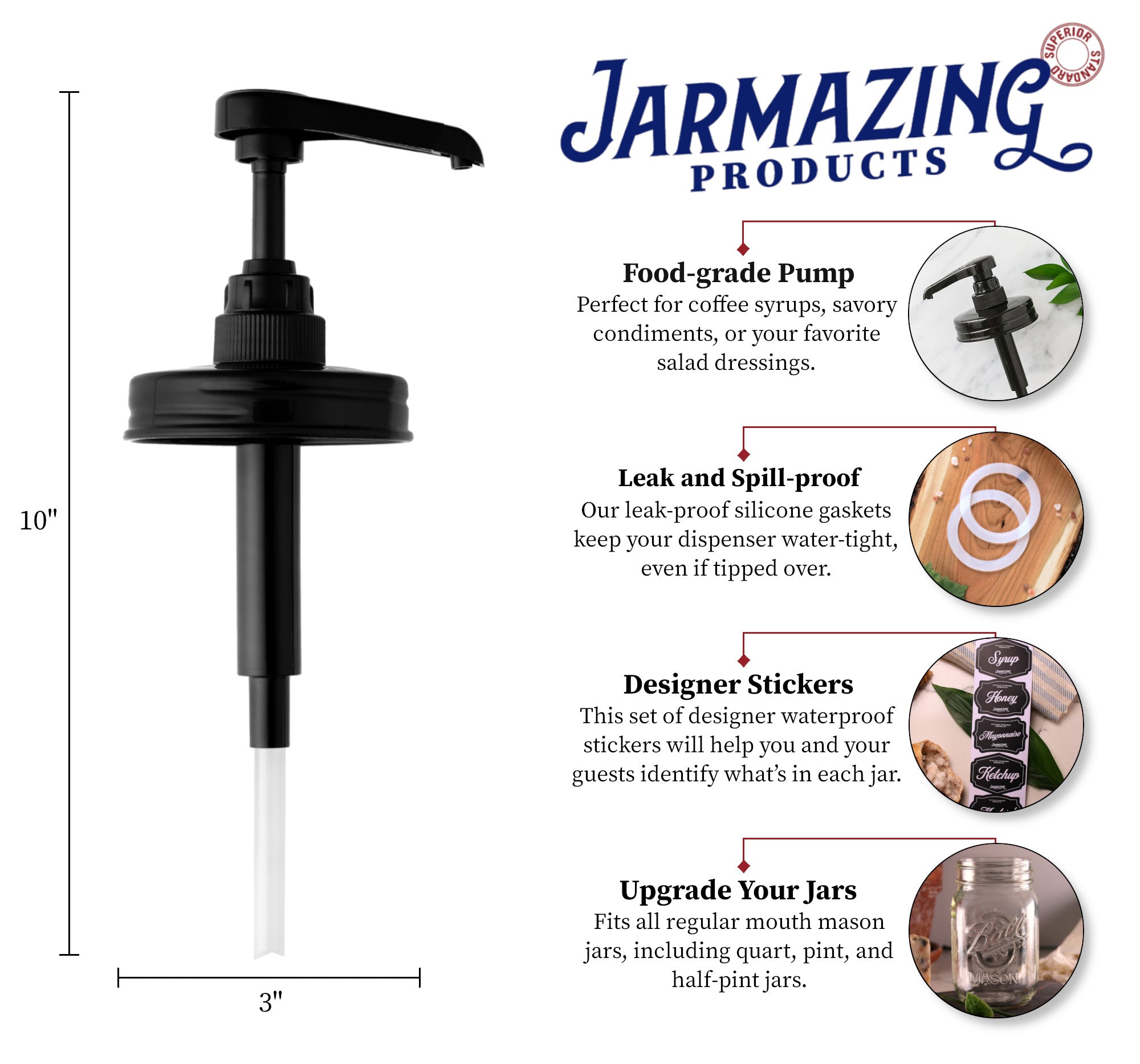 Mason Jar Syrup and Condiment Dispenser Lids