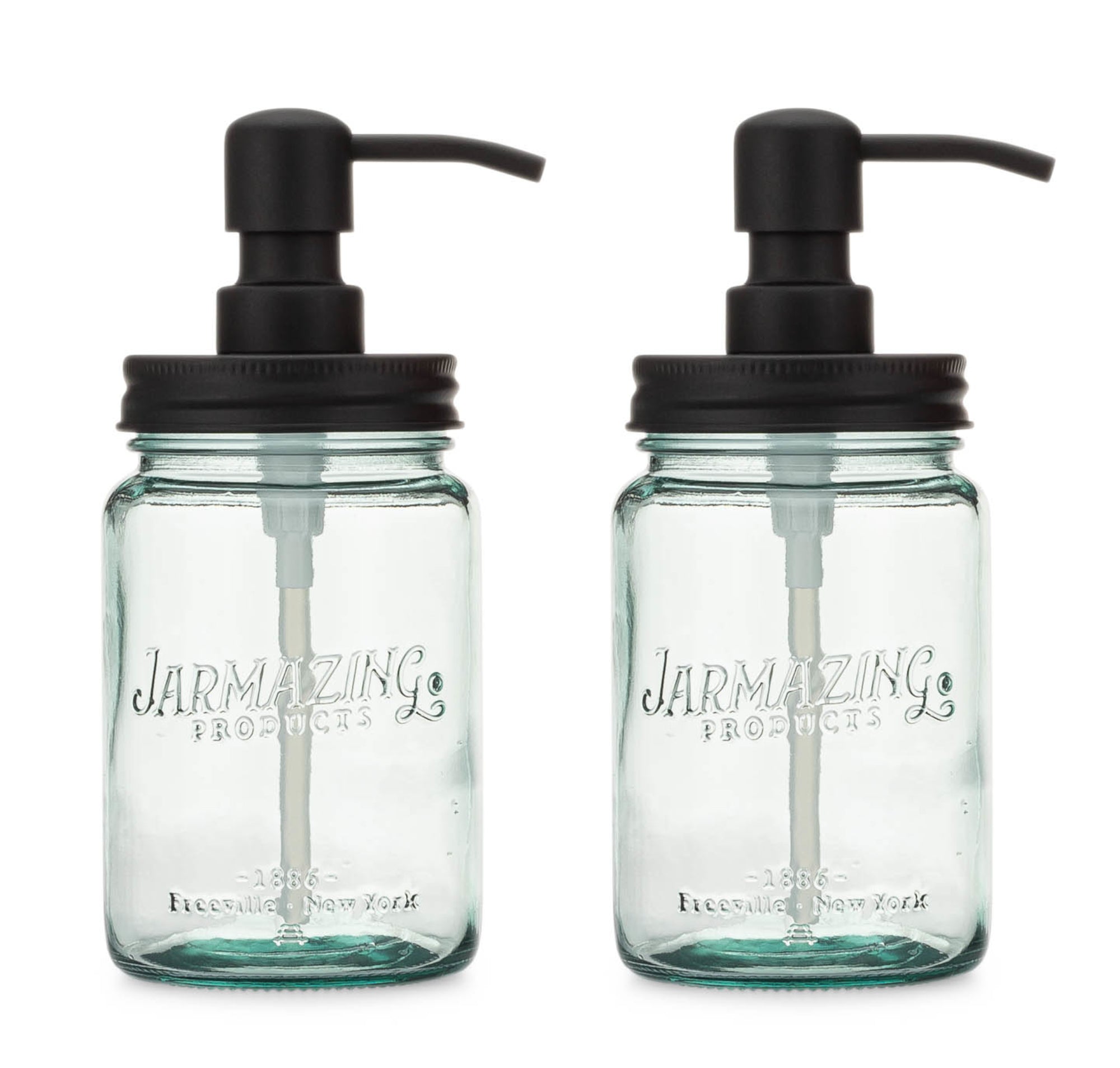 Vintage Blue Recycled Glass Mason Jar Soap and Lotion Dispenser - Two-Pack