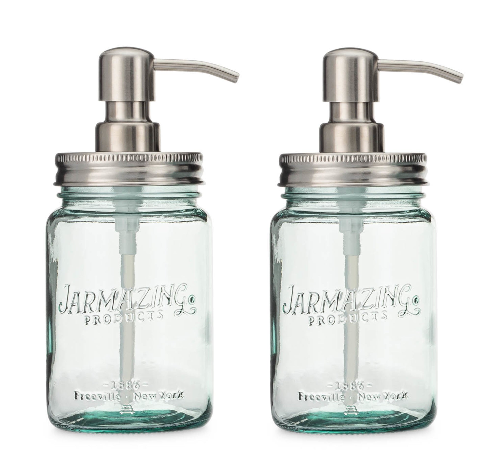 Vintage Blue Recycled Glass Mason Jar Soap and Lotion Dispenser - Two-Pack