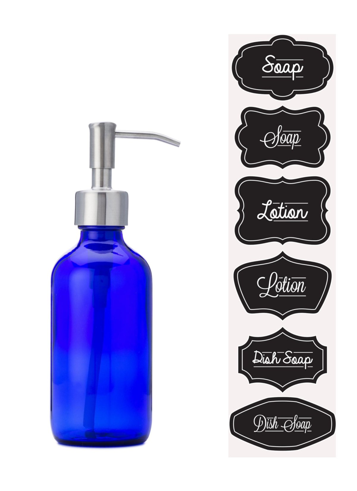 Blue Glass Jar Soap and Lotion Dispenser - 8 oz