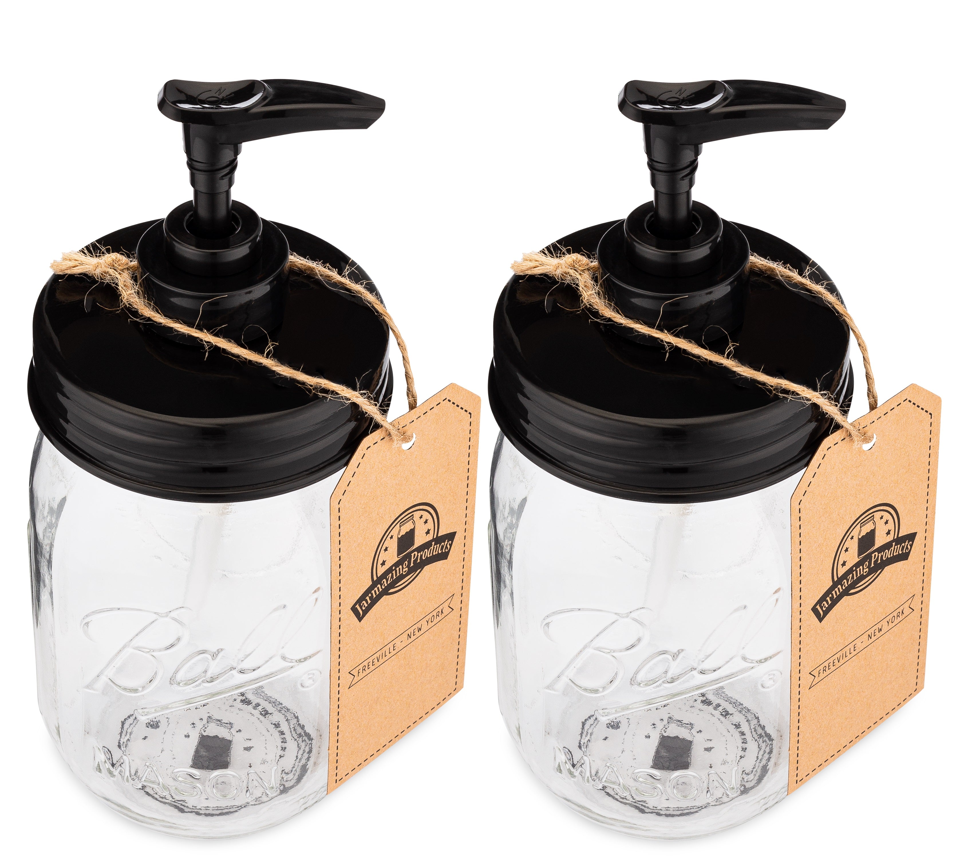 Mason Jar Soap Dispenser Pints - Plastic - Black - 16 oz - 2 Pack